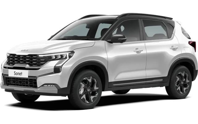 Kia Sonet in Glacier White Pearl + Aurora Black Pearl