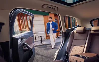 BMW iX1 rear seats with panoramic roof