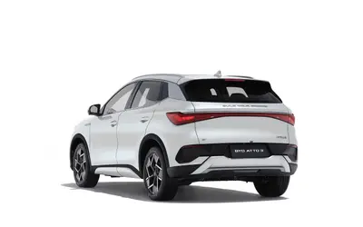 BYD Atto 3 rear three-quarter studio view in white