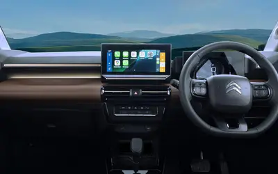 Citroen Aircross X interior view of the dashboard, touchscreen and steering wheel