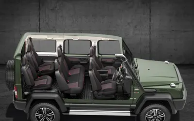 Force Gurkha five-door cutaway view showing the three rows of seats