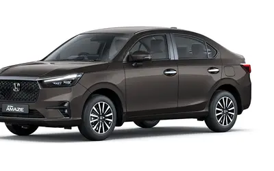 Honda Amaze front three-quarter view in Golden Brown Metallic
