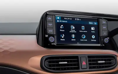 Hyundai Aura centre console and dashboard detail