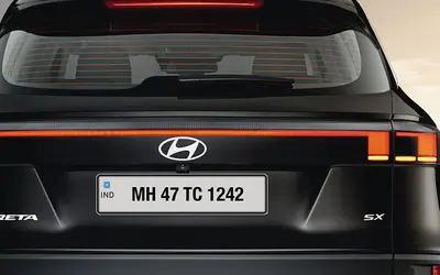 Hyundai Creta rear view with connected LED tail lamps