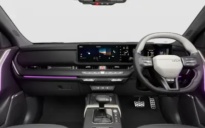 Kia Seltos dashboard and front cabin with dual panoramic displays
