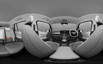 Kia Syros dashboard and front cabin with dual panoramic displays