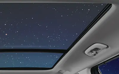 Kia Syros panoramic sunroof seen from inside the cabin