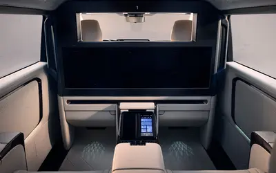 Lexus LM rear cabin with the partition-mounted widescreen display and reclining seats