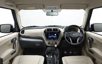 Mahindra Bolero Neo dashboard with touchscreen and steering wheel