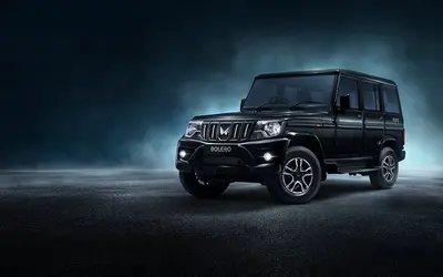 Mahindra Bolero front view studio shot in black