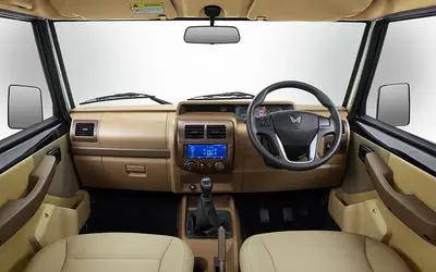 Mahindra Bolero dashboard with steering wheel and centre console