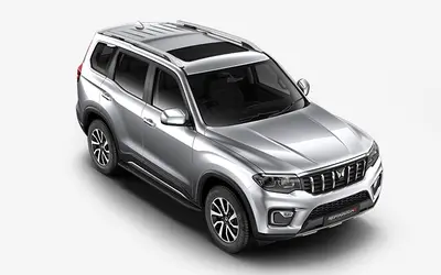 Mahindra Scorpio-N front three-quarter view in Dazzling Silver