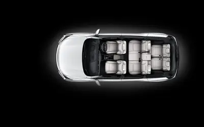 Mahindra XEV 9S top-down cabin view showing all three seat rows
