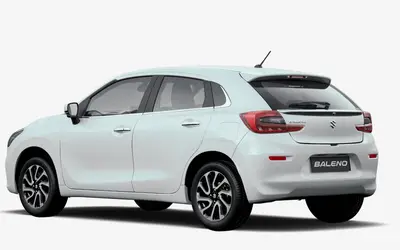 Maruti Baleno rear three-quarter view in Arctic White