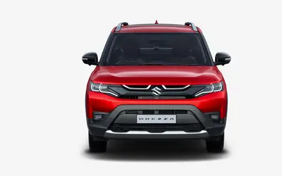 Maruti Brezza front view in Sizzling Red