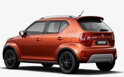 Maruti Ignis rear three-quarter view in Lucent Orange