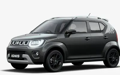 Maruti Ignis front three-quarter view from the passenger side in Glistening Grey