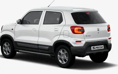 Maruti S-Presso rear three-quarter view in Solid White