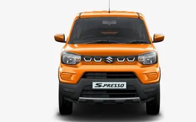 Maruti S-Presso front view in Solid Sizzle Orange