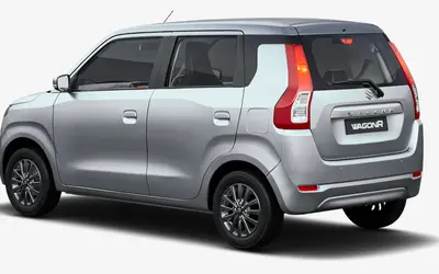Maruti Wagon R rear three-quarter view in Metallic Silky Silver