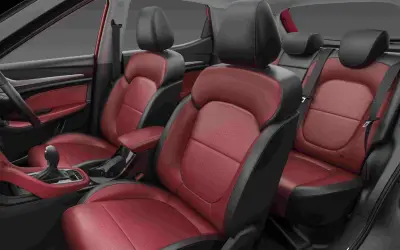 MG Astor cabin with dual-tone Sangria Red leatherette front and rear seats