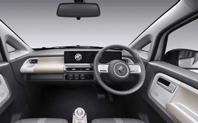 MG Comet EV dashboard with twin floating screens and two-tone cabin