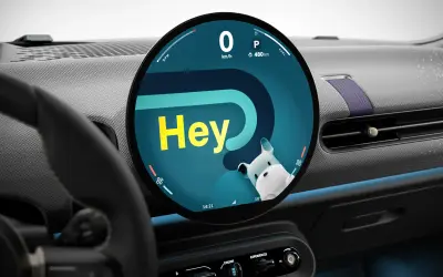 MINI Cooper Convertible circular OLED display and dashboard