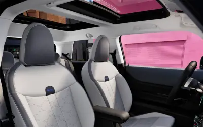 MINI Cooper 3-door cabin with the two front seats and the panoramic roof