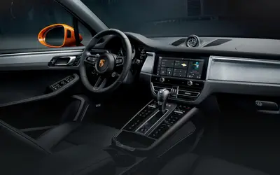 Porsche Macan S cockpit and centre console viewed from the passenger side