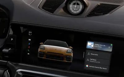 Porsche Panamera dashboard with the central and passenger-side displays
