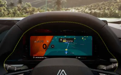 Renault Duster 2026 digital instrument cluster behind the steering wheel