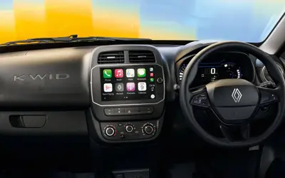 Renault Kwid MY2026 dashboard with 20.32 cm touchscreen and digital instrument cluster