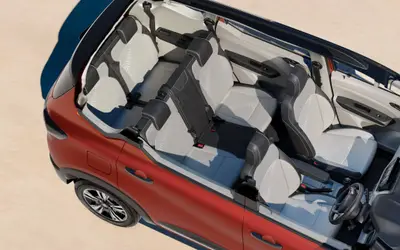Renault Triber 2025 cabin overhead view showing three-row 7-seat layout