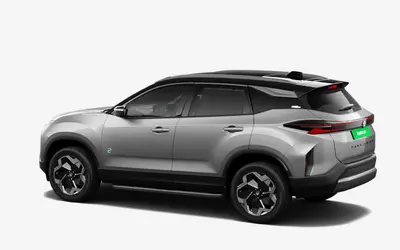 Tata Harrier EV rear three-quarter view in Pure Grey