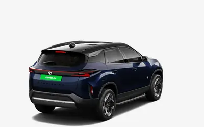 Tata Harrier EV rear three-quarter view in Nainital Nocturne