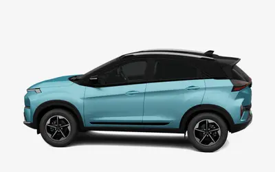 Tata Nexon EV rear three-quarter view in Creative Ocean blue