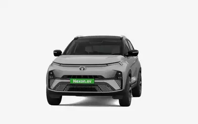 Tata Nexon EV front three-quarter view in Pure Grey