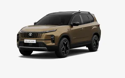 Tata Safari front three-quarter view in Cosmic Gold