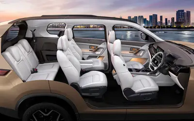Tata Safari three-row cabin in Oyster White