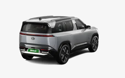 Tata Sierra EV rear view with full-width light bar in Pure Grey