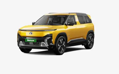 Tata Sierra EV front three-quarter view in Andaman Adventure