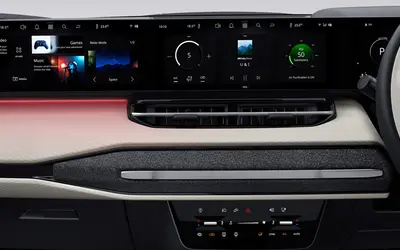 Tata Sierra dashboard with triple-screen layout and sound bar