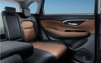 Toyota Urban Cruiser Hyryder rear seats with brown and black upholstery