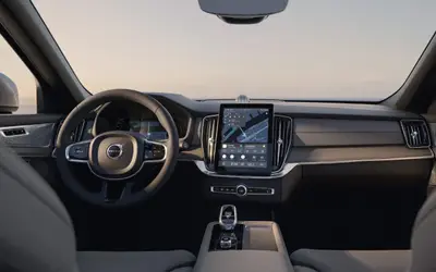 Volvo XC90 dashboard with the portrait centre touchscreen and light upholstery